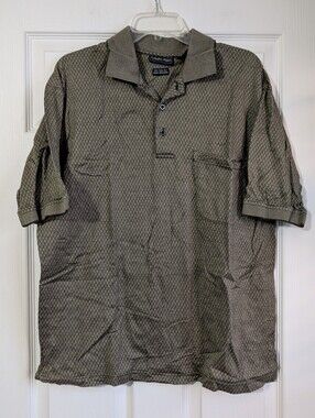 Turning Point Y2K Men's Olive Geometric Oversized Polo Shirt Size L